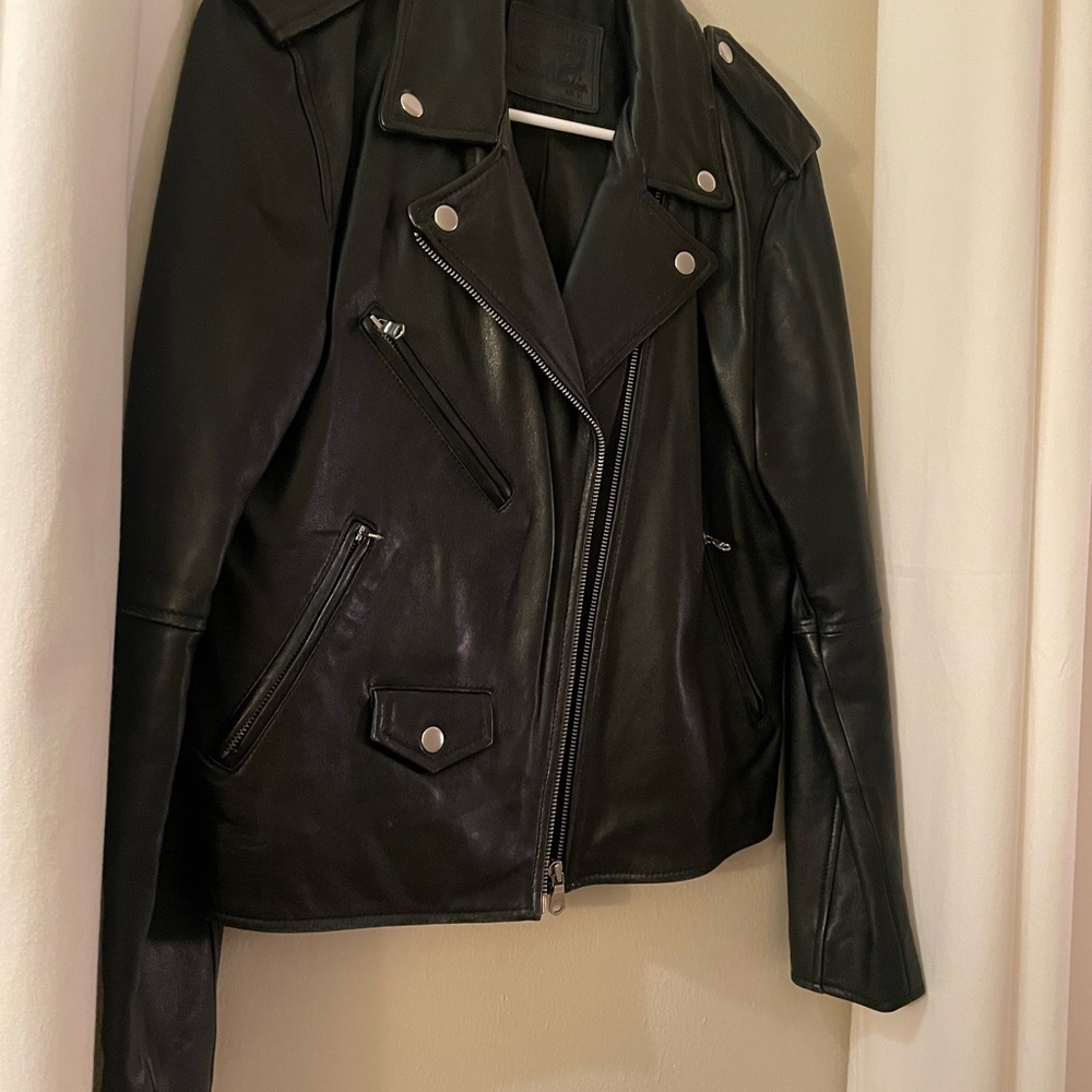 Levi's Black Leather Moto Jacket - Picture 3 of 5